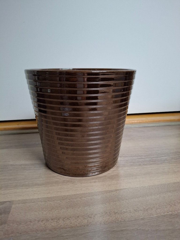 Goudbruine bloempot, Gebruikt, Rond, Binnen, Ophalen of Verzenden