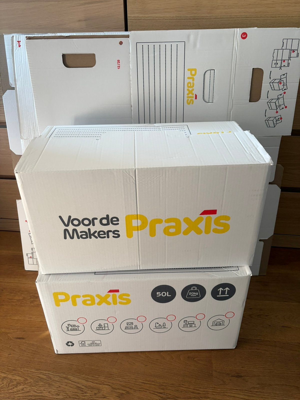 10 verhuisdozen, Ophalen, Doos, 40 tot 60 cm, 50 tot 75 cm