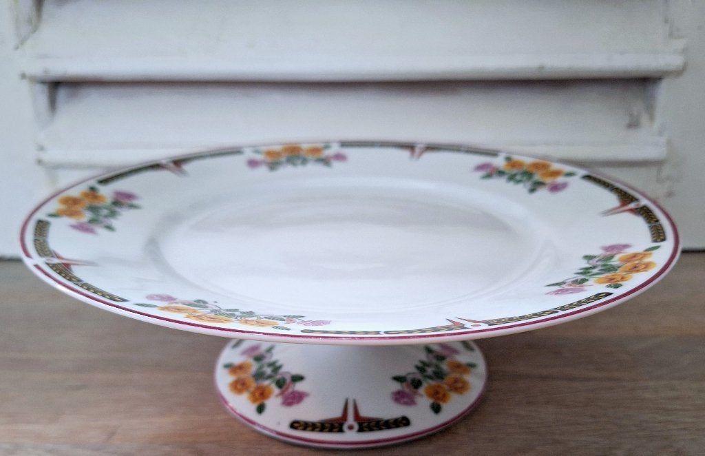 Limoges, mooi schaaltje op voet, gele roosjes, Ophalen of Verzenden