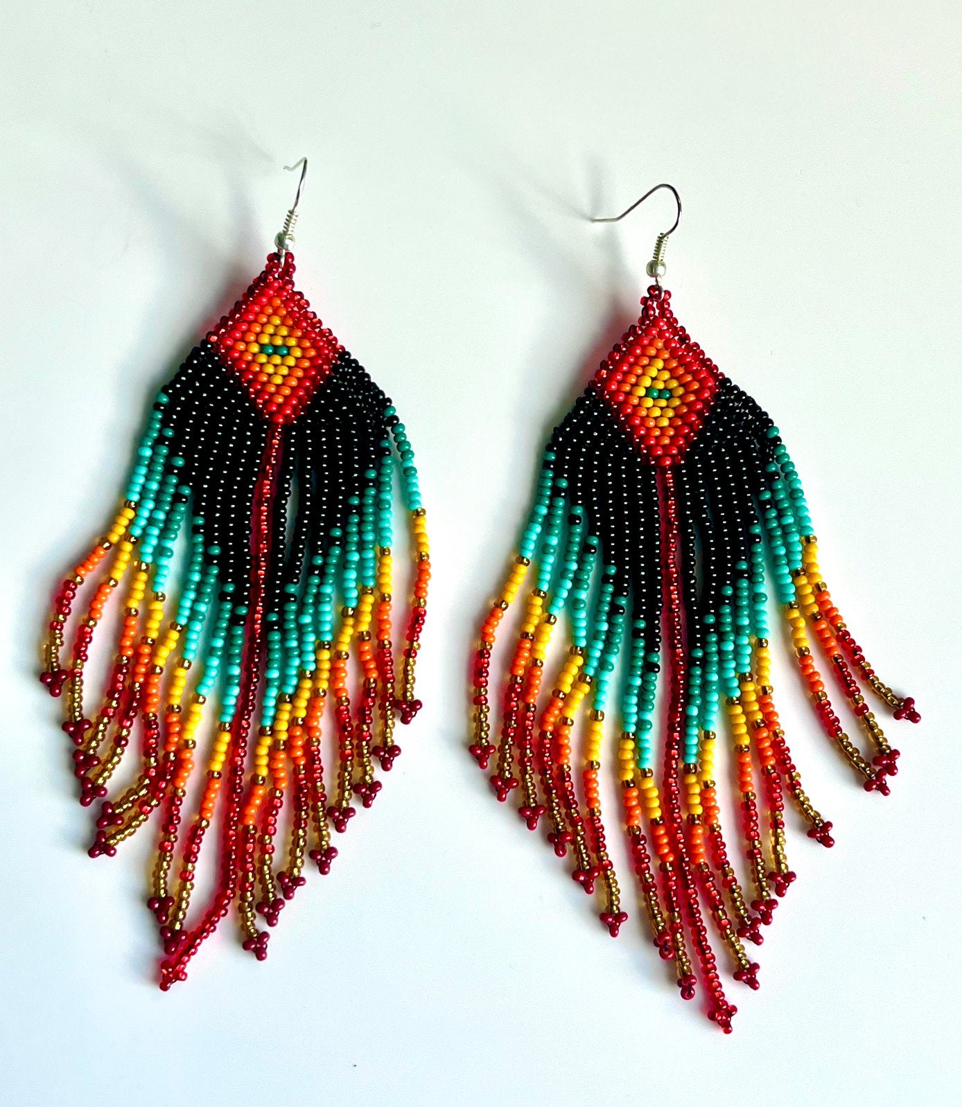 Spectaculaire, lange fringe oorbellen uit Ecuador  NIEUW, Hangers, Overige kleuren, Nieuw, Ophalen of Verzenden