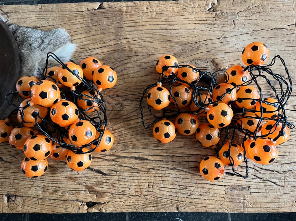 WK oranje voetbal lampjes slingers, Ophalen of Verzenden, Gebruikt, Overige typen