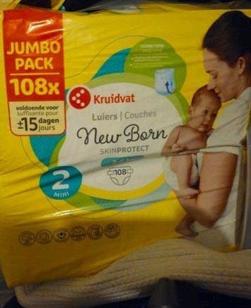 Nieuw Kruidvat New Born Luiers Maat 2 Jumbo Pak 108 stuks, Ophalen, Nieuw