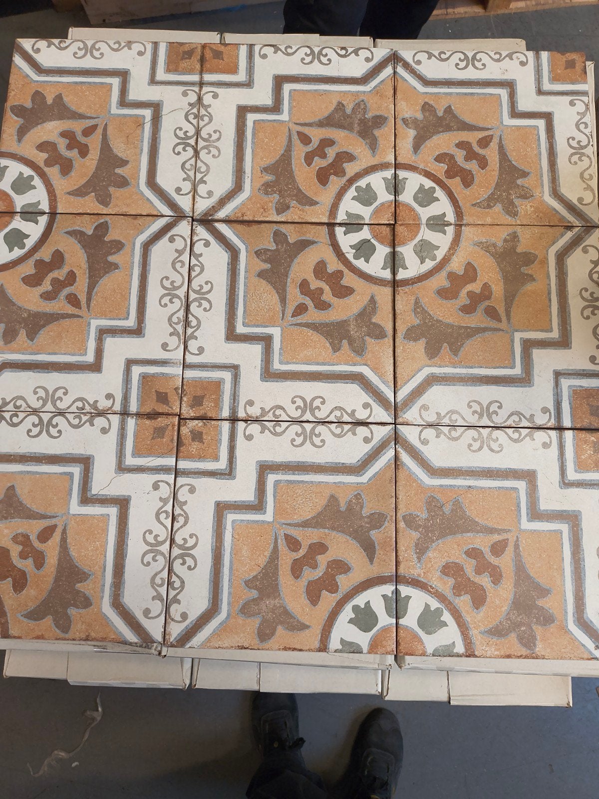 Terracotta sierlijke tegels 20x20 cm, Doe-het-zelf en Verbouw, Ophalen, Keramiek, Nieuw, 20 tot 40 cm