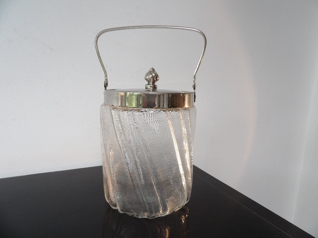 Art Deco Koekdoos, Nederland 30/40er jaren, draadglas/chroom, Ophalen of Verzenden