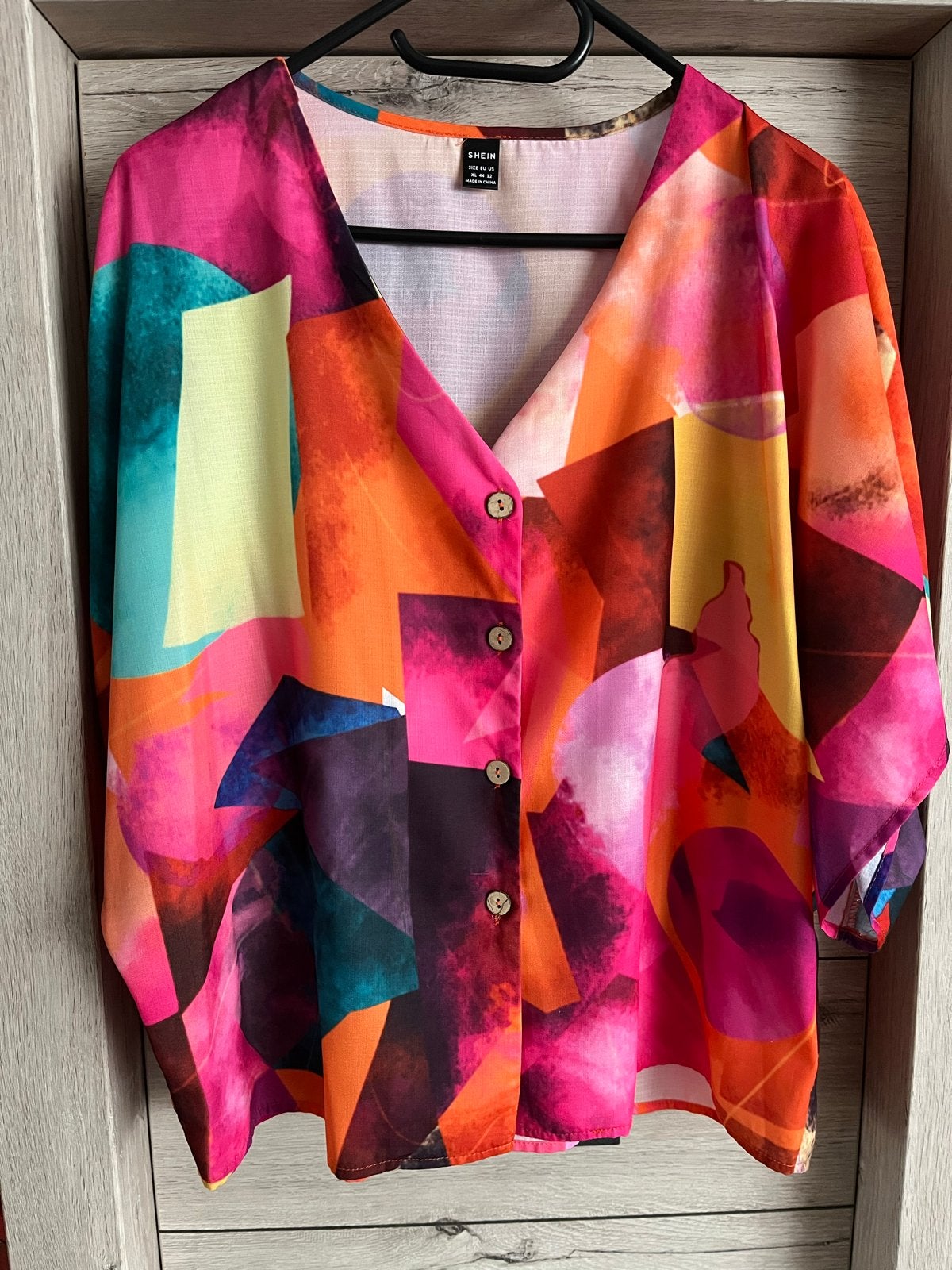 Prachtige Shein blouse - Maat XL - 1x gedragen, Ophalen of Verzenden, Zo goed als nieuw, Maat 46/48 (XL) of groter, Meerkleurig