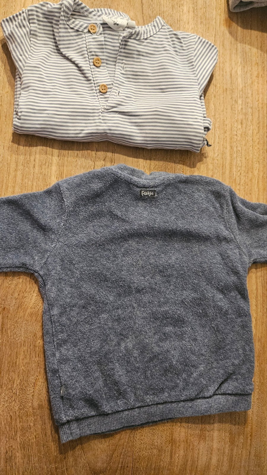 Feetje set: gestreepte romper en blauwe sweater, Ophalen of Verzenden, Zo goed als nieuw, Feeltje, Jongetje of Meisje