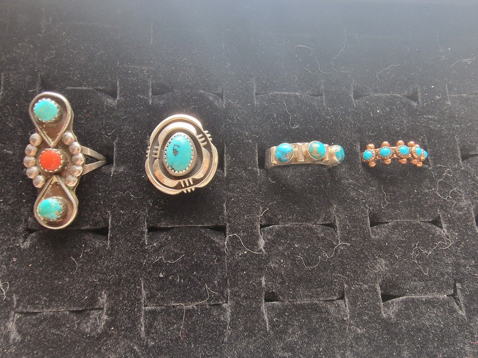 Navajo Sterling Zilveren Ringen met Turkoois, Gebruikt, Ophalen of Verzenden, 17 tot 18, Met edelsteen
