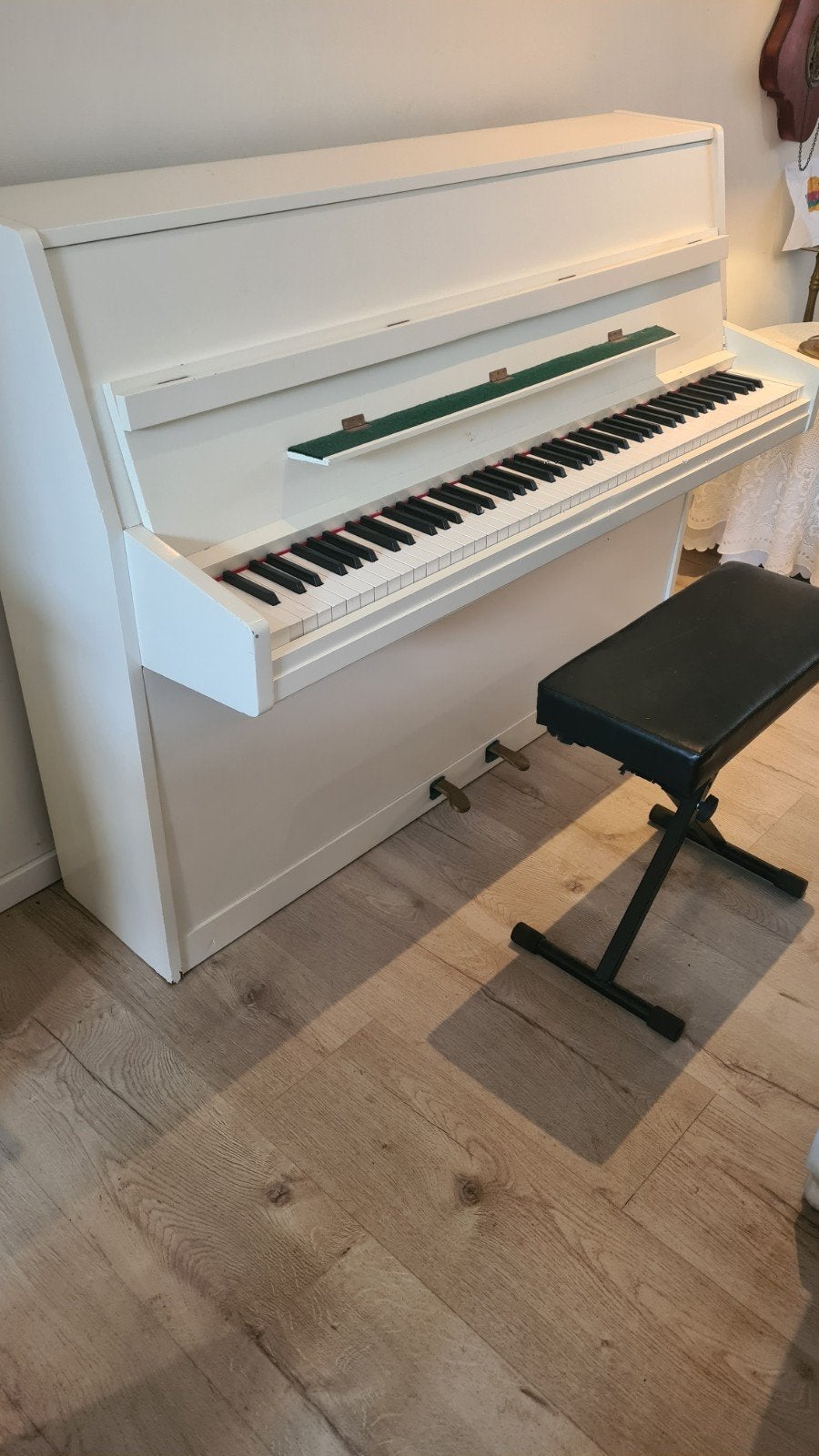 Witte piano met kruk merk Zeitter & Winkelmann, Ophalen, Gebruikt, Wit, Piano