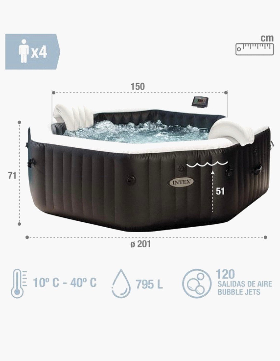 opblaasbare jacuzzi deluxe intex pure spa jet en bubbels, Minder dan 80 cm, Opblaaszwembad, Rond, Ophalen of Verzenden