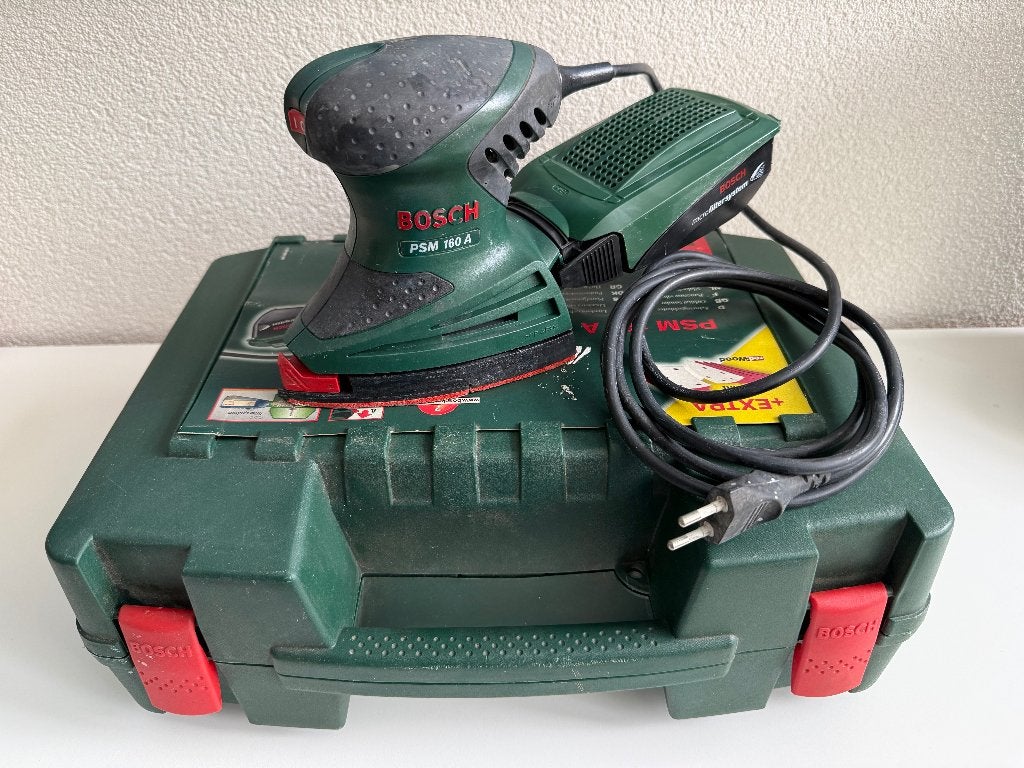 Bosch PSM 160 A multischuurmachine (160W), Ophalen of Verzenden, Gebruikt, 1200 watt of meer, Vlakschuurmachine