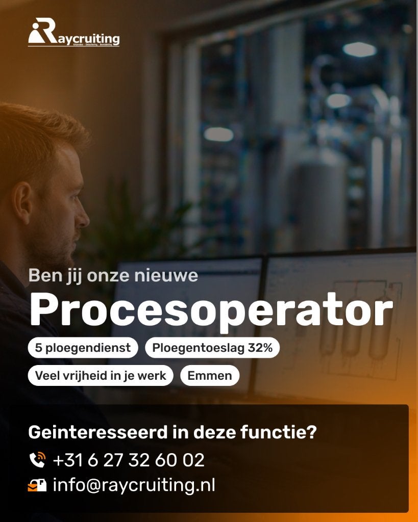 Procesoperator 5-ploegen | 32% ploegentoeslag, 33 - 40 uur, Overige niveaus, Vanaf 1 jaar, Overige vormen