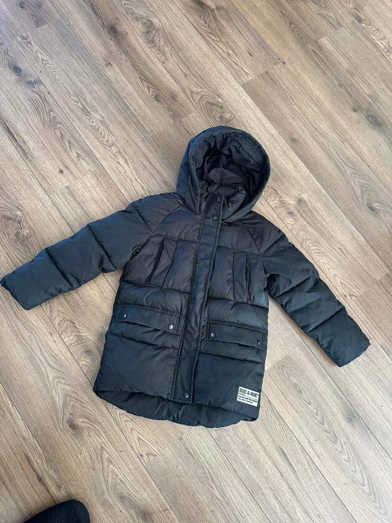 NIK & NIK Zwarte Winterjas top kwaliteit (maat 140 zwart, Ophalen of Verzenden, Zo goed als nieuw, Meisje, Jas