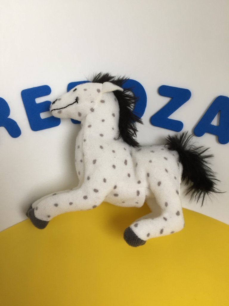 K4205 ikea paard paardje vingerpopje wit met stippen, Ophalen of Verzenden, Zo goed als nieuw, Paard