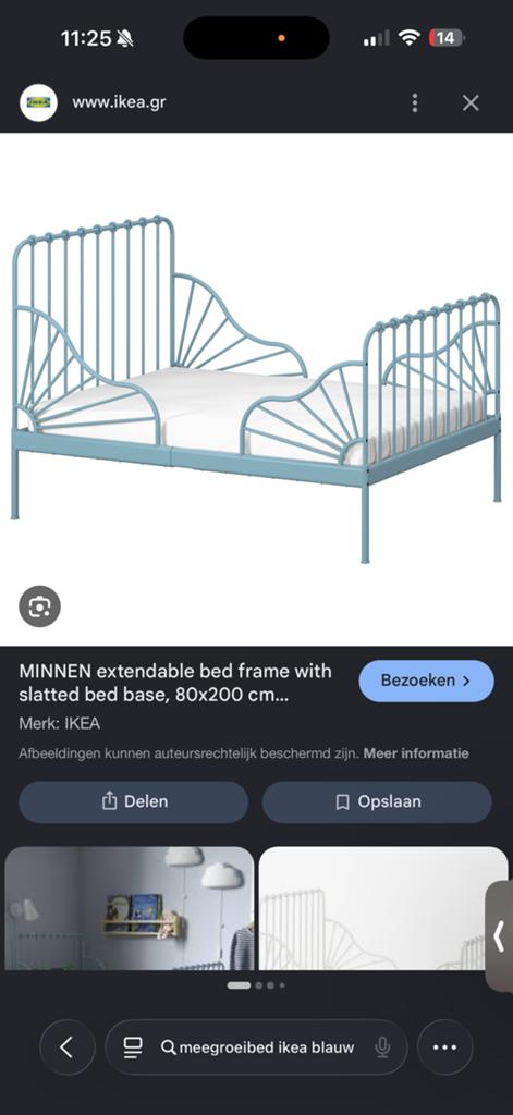 2x Ikea minnen meegroei bed blauw, Kinderen en Baby's, Kinderkamer | Bedden, Ophalen of Verzenden, 180 cm of meer, 70 tot 85 cm