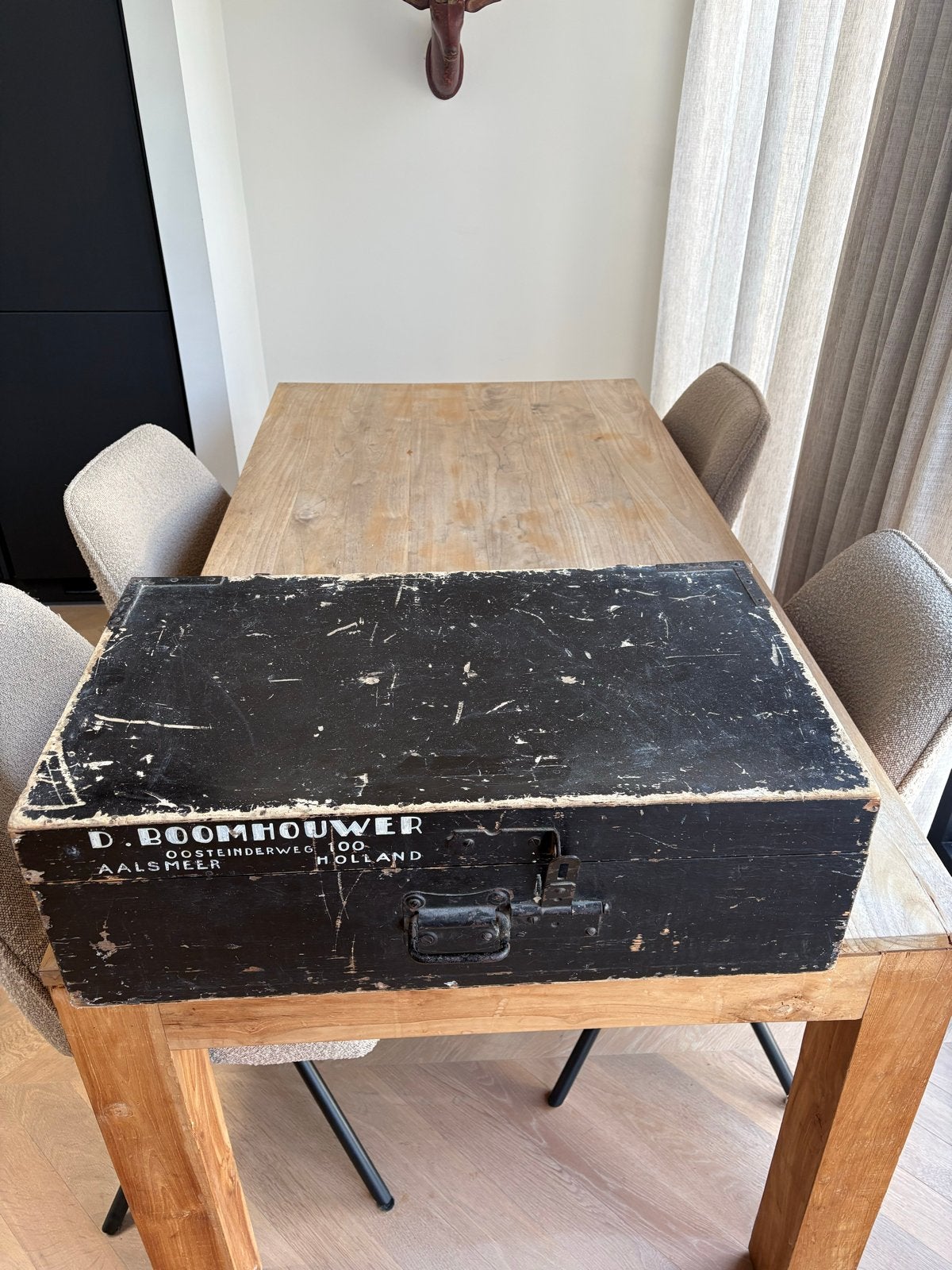 Vintage houten kist D. Boomhouwer Aalsmeer Holland, Ophalen