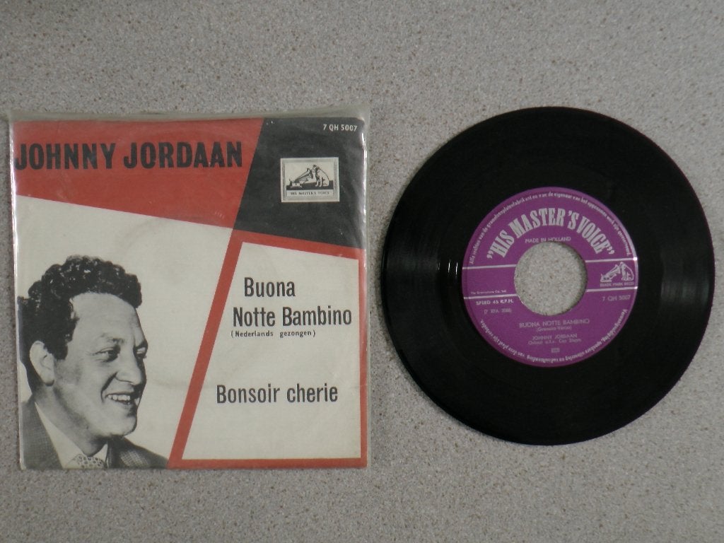 Johnny Jordaan - Buona notte bambino VINYL SINGLE, Fotohoes, Ophalen of Verzenden, Gebruikt, Nederlandstalig