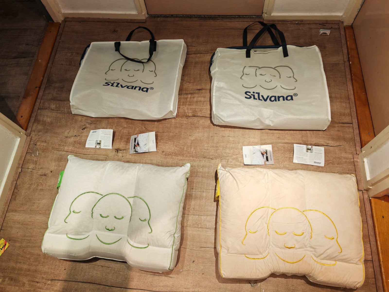 2x Silvana Hoofdkussen Geel en Groen, Eenpersoons, Wit, Nieuw, Ophalen of Verzenden