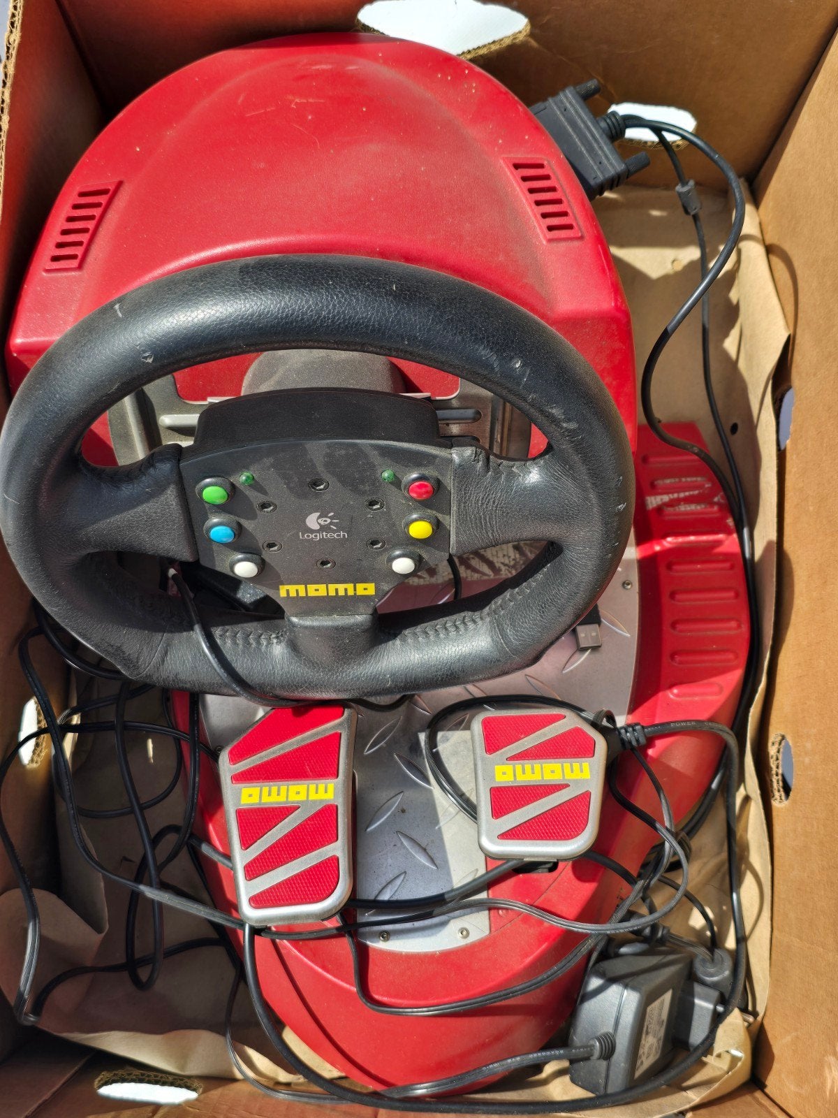 Logitech Momo Racing Force Feedback Stuurwiel & Pedalen, Racestuur, Gebruikt, Force feedback, Ophalen of Verzenden