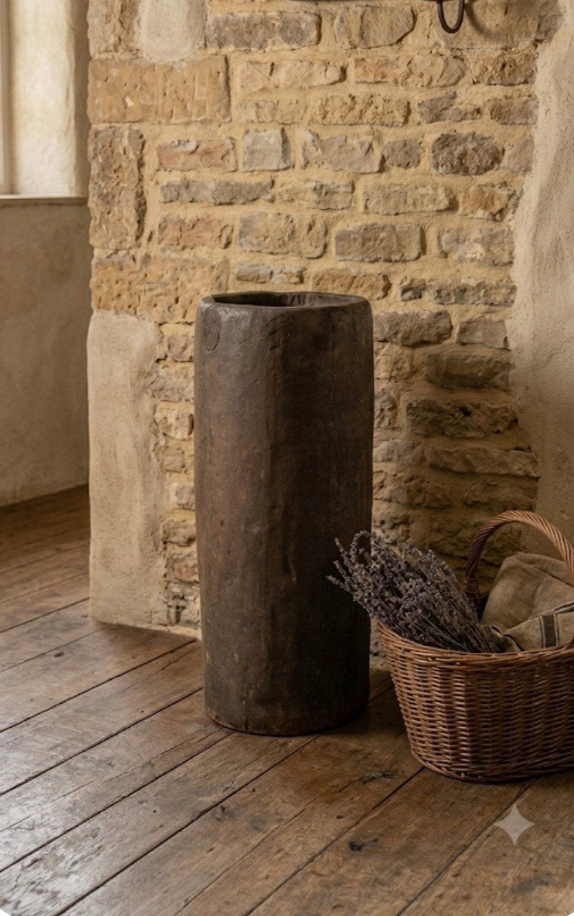 sobere rustieke houten vijzel pot, Ophalen, Gebruikt, Rond, Hout