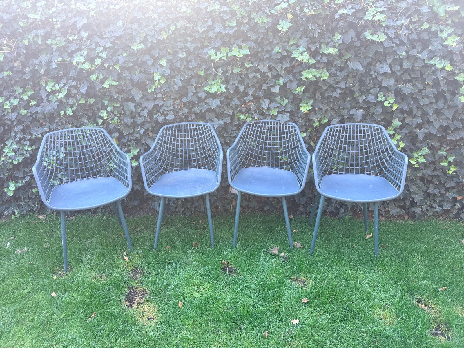 Leuke groene kuip tuinstoelen, Ophalen, Gebruikt, Kunststof