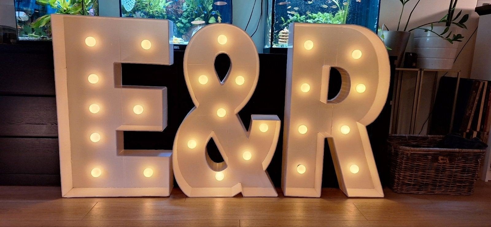 2 lichtletters en de & te huur voor €60, Hobby en Vrije tijd, Ophalen, Zo goed als nieuw, Geboorte of Huwelijk