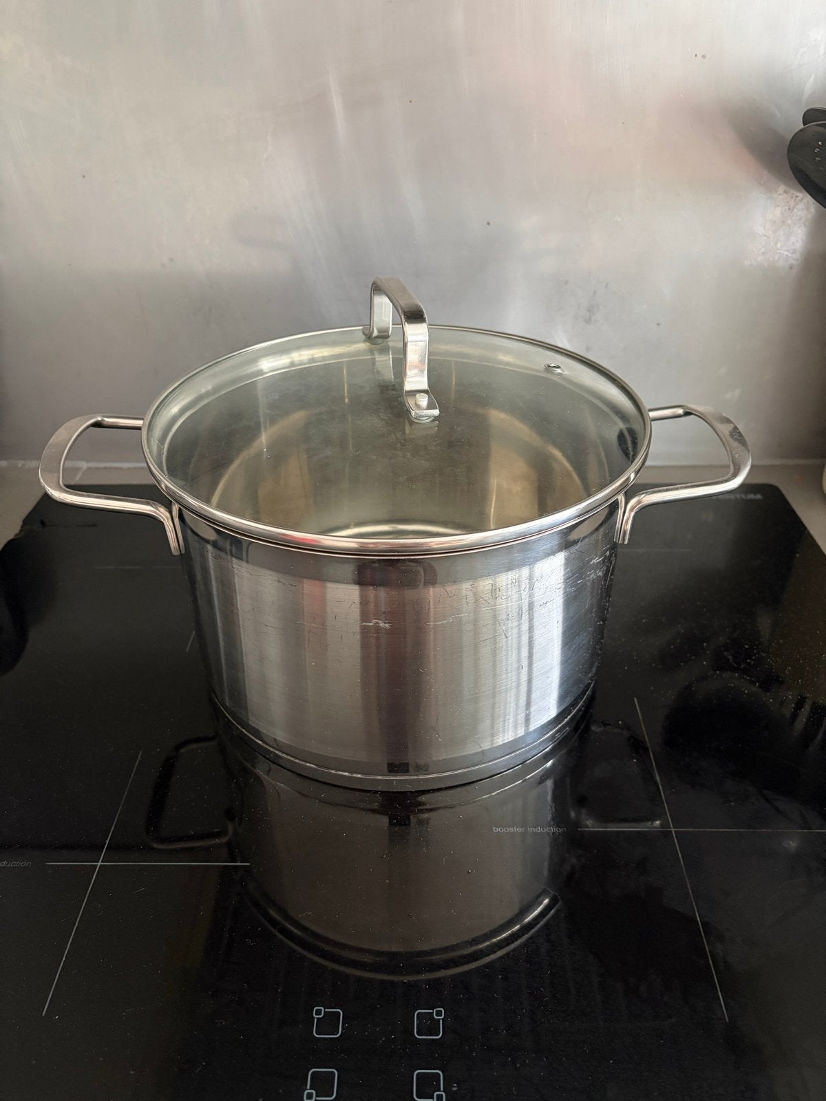 Grote RVS Kookpan met Deksel - 5 Liter, Gebruikt, Ophalen of Verzenden, Rvs, Kookpan