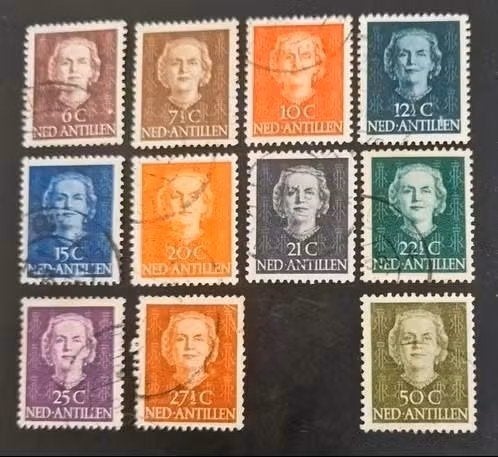 Nederlandse Antillen 1950 nvph 218-229 - Koningin Juliana, Postzegels en Munten, Postzegels | Nederlandse Antillen en Aruba, Ophalen of Verzenden