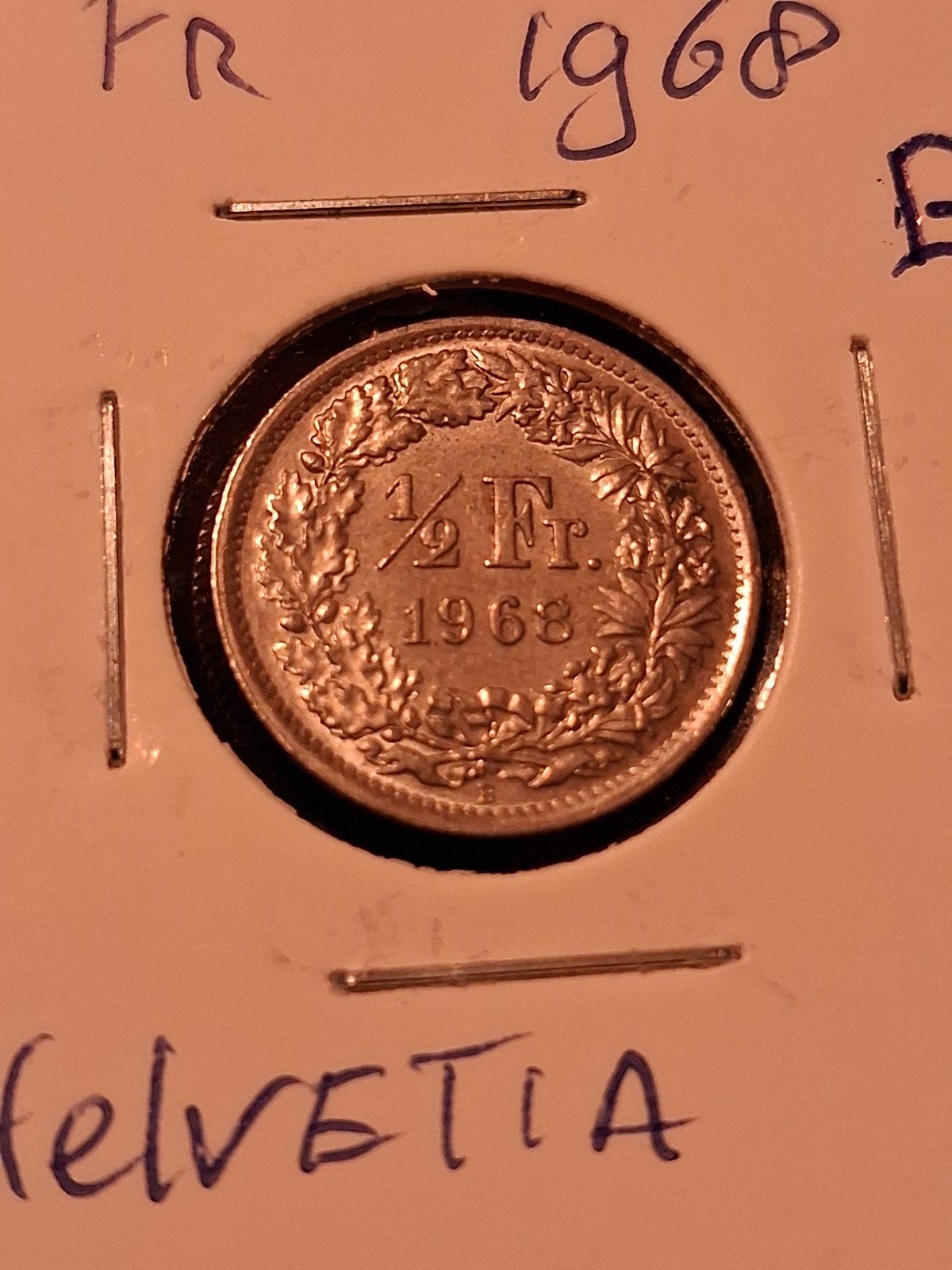 Zwitserse halve frank 1968 - Helvetia, Postzegels en Munten, Ophalen of Verzenden, Overige landen, Losse munt