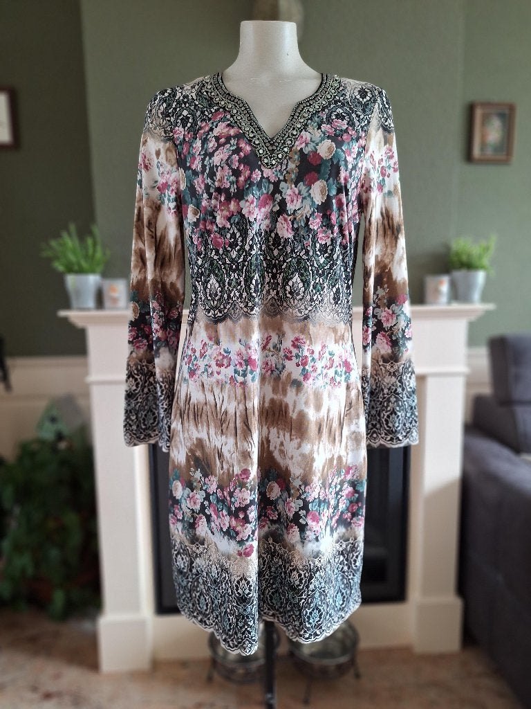 K-Design K Design bloemen kralen jurk XL, Kleding | Dames, Jurken, K-design, Overige kleuren, Verzenden, Maat 46/48 (XL) of groter