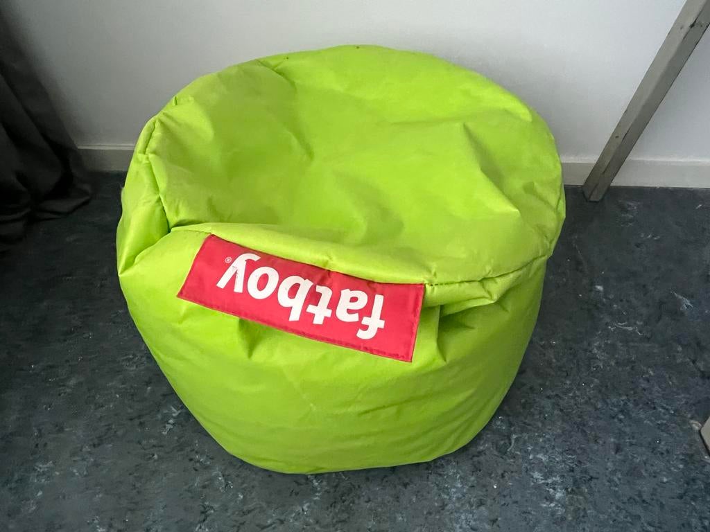 Vrolijke Fatboy poef Point Original  lime green zitzak, Kunststof, Gebruikt, Ophalen of Verzenden, Modern