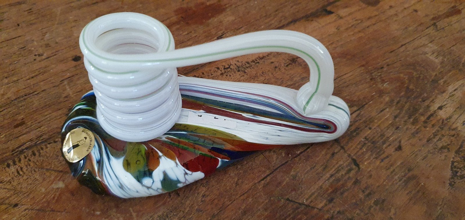 Mondgeblazen kandelaar spiraal Binz op Rügen, Antiek en Kunst, Antiek | Glas en Kristal, Ophalen of Verzenden