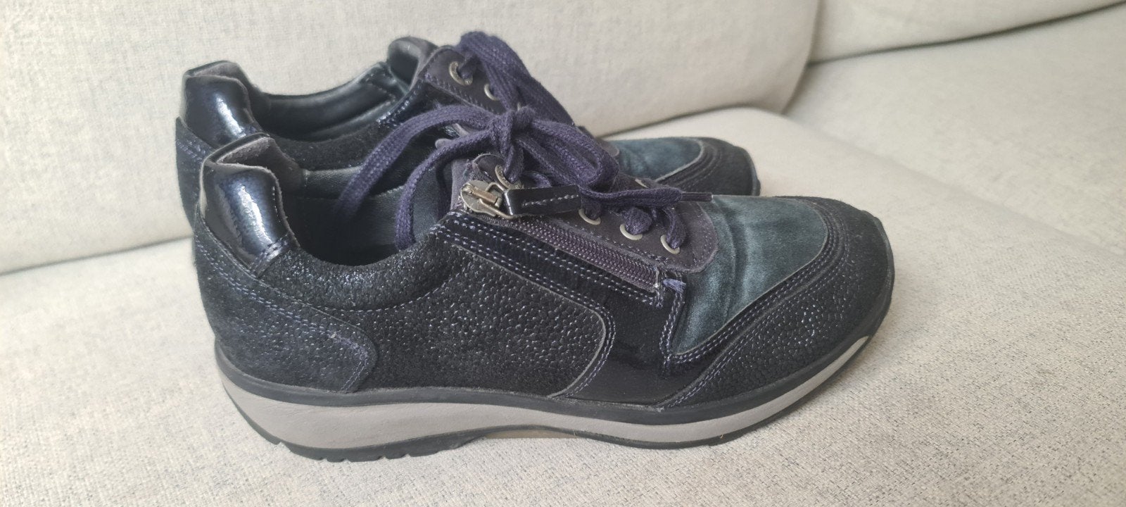 Xsensible stretchwalker 39 G wandelschoenen donkerblauw, Kleding | Dames, Xsensible, Blauw, Zo goed als nieuw, Wandelschoenen