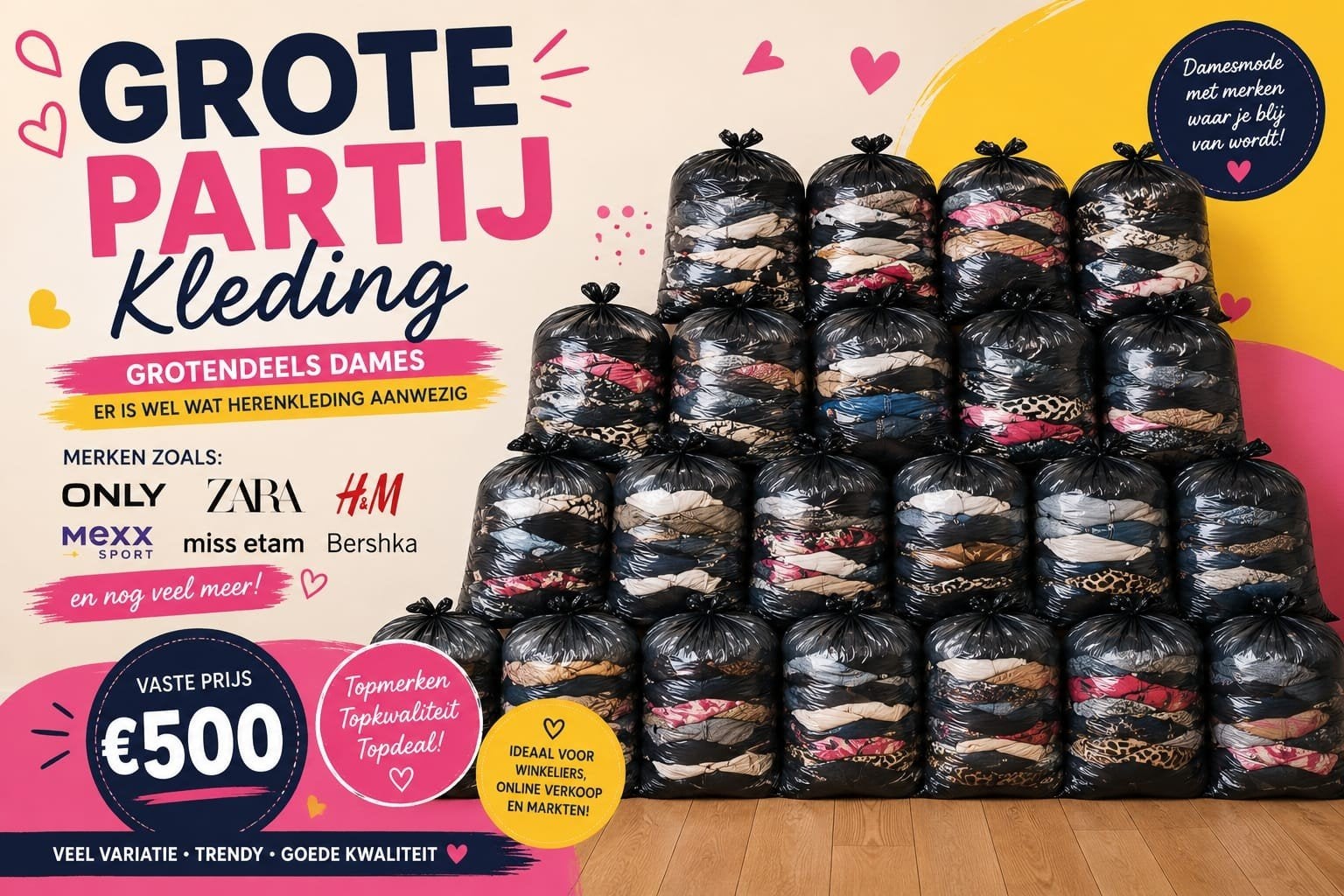 Grote partij dameskleding (en herenkleding) - Topmerken!, Ophalen, Gedragen