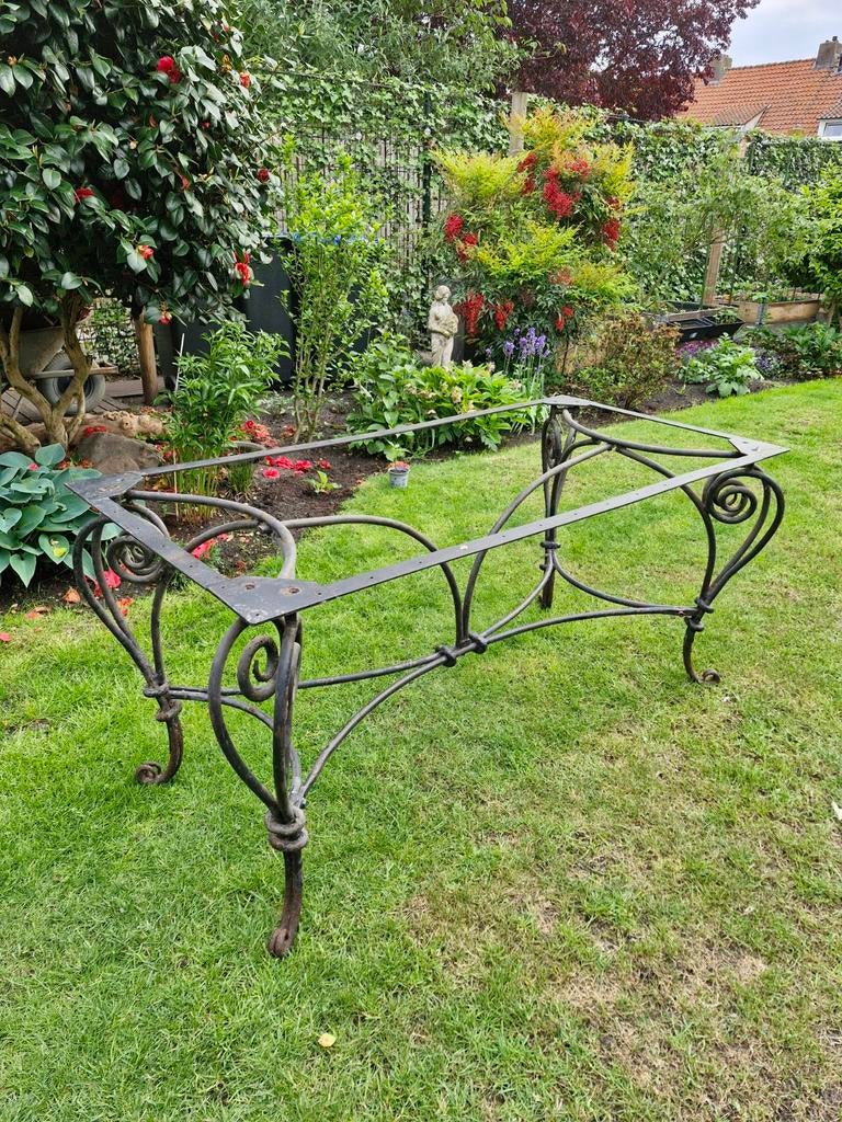 Franse gietijzeren gietijzer onderstel tuintafel, Ophalen, Gebruikt, Rechthoekig, Metaal