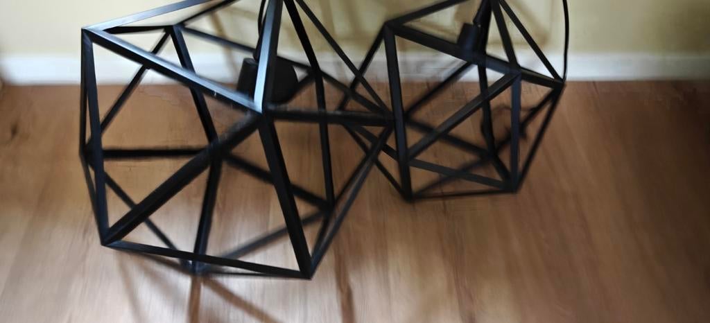 Set van 2 moderne geometrische hanglampen (groot & klein), Ophalen of Verzenden, Zo goed als nieuw, Metaal, Minder dan 50 cm