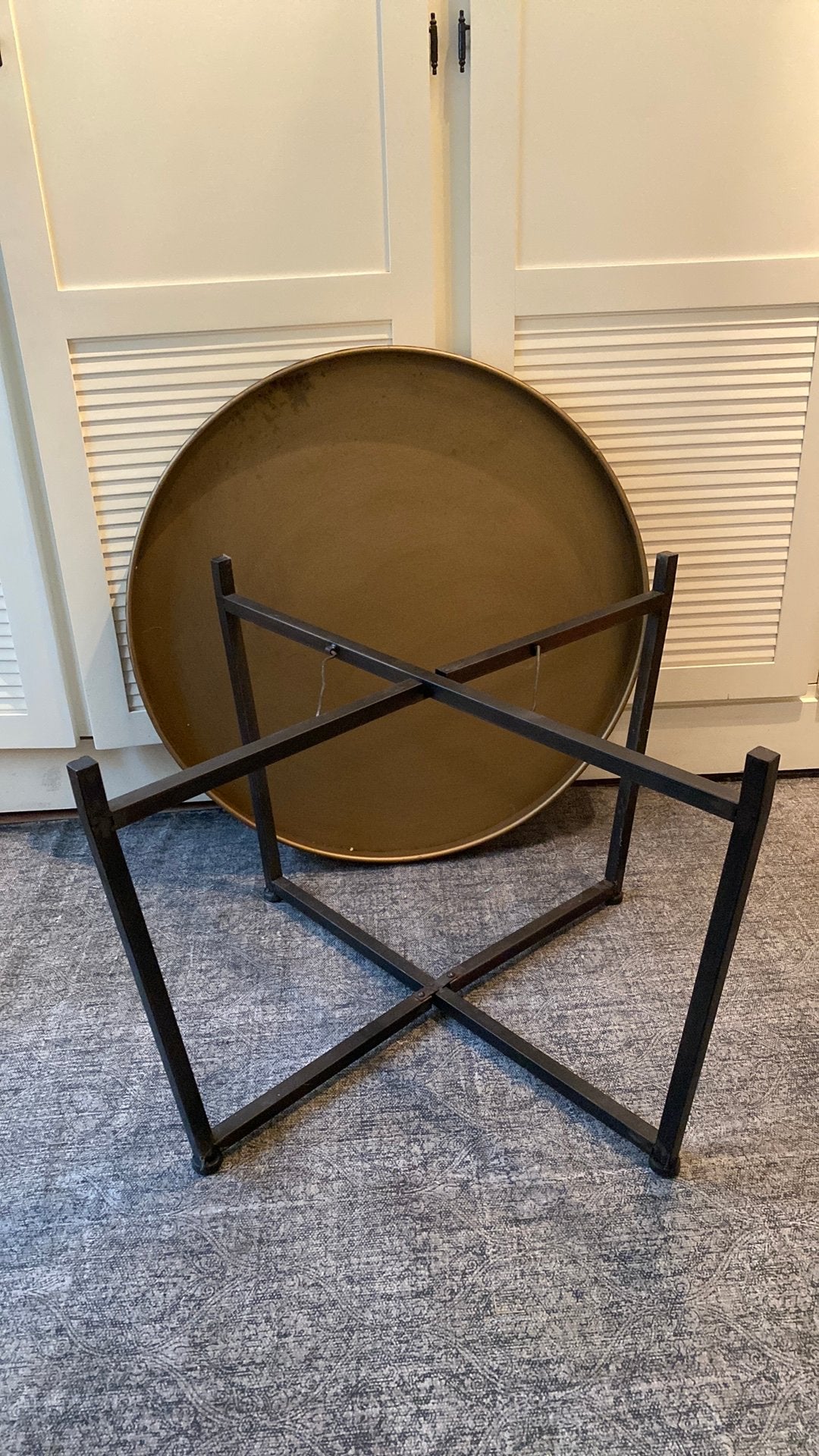 Salontafel ( demontabel ) metal ( kleur messing), Ophalen, Zo goed als nieuw, Rond, 50 tot 100 cm