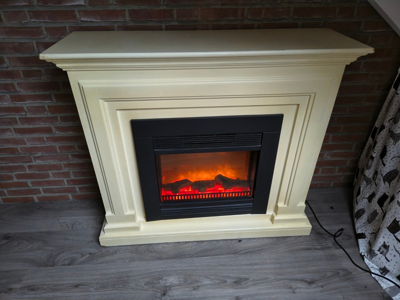 Elektrische sfeerhaard met verwarming (opknapper), Ophalen, Gebruikt, Vrijstaande haard, Elektrische haard