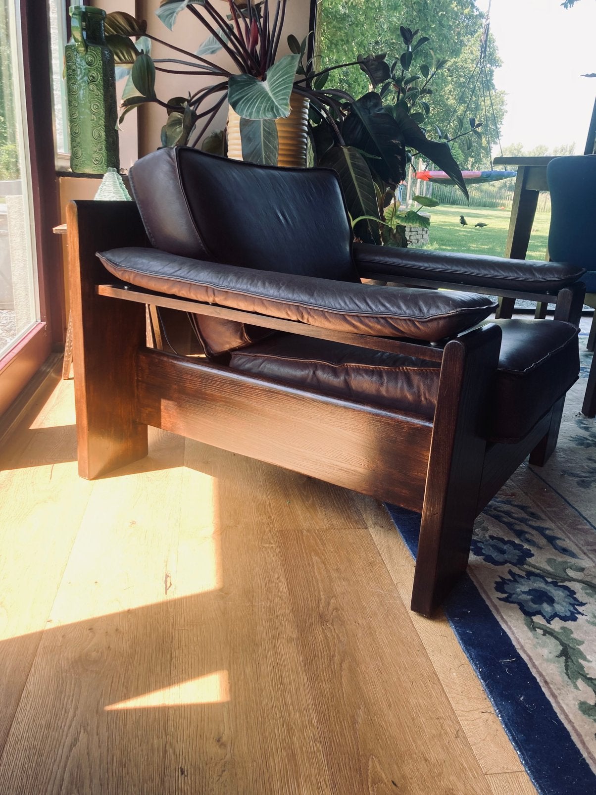 Vintage 70’s Leolux fauteuil design door Harry de Groot, Ophalen, Gebruikt, Leer, Mid century, brutalistisch