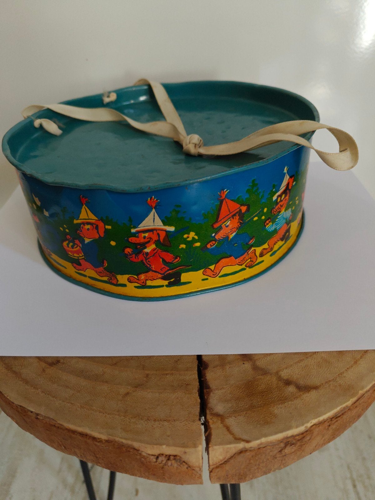 Oude Jaren 60 blikken trommel 20 x 7 cm mooie staat, Antiek en Kunst, Ophalen of Verzenden