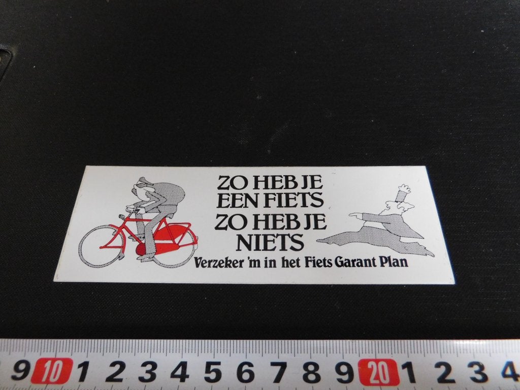 sticker Zo heb je een fiets zo heb je niets Fiets garant pl*, Ophalen of Verzenden, Zo goed als nieuw