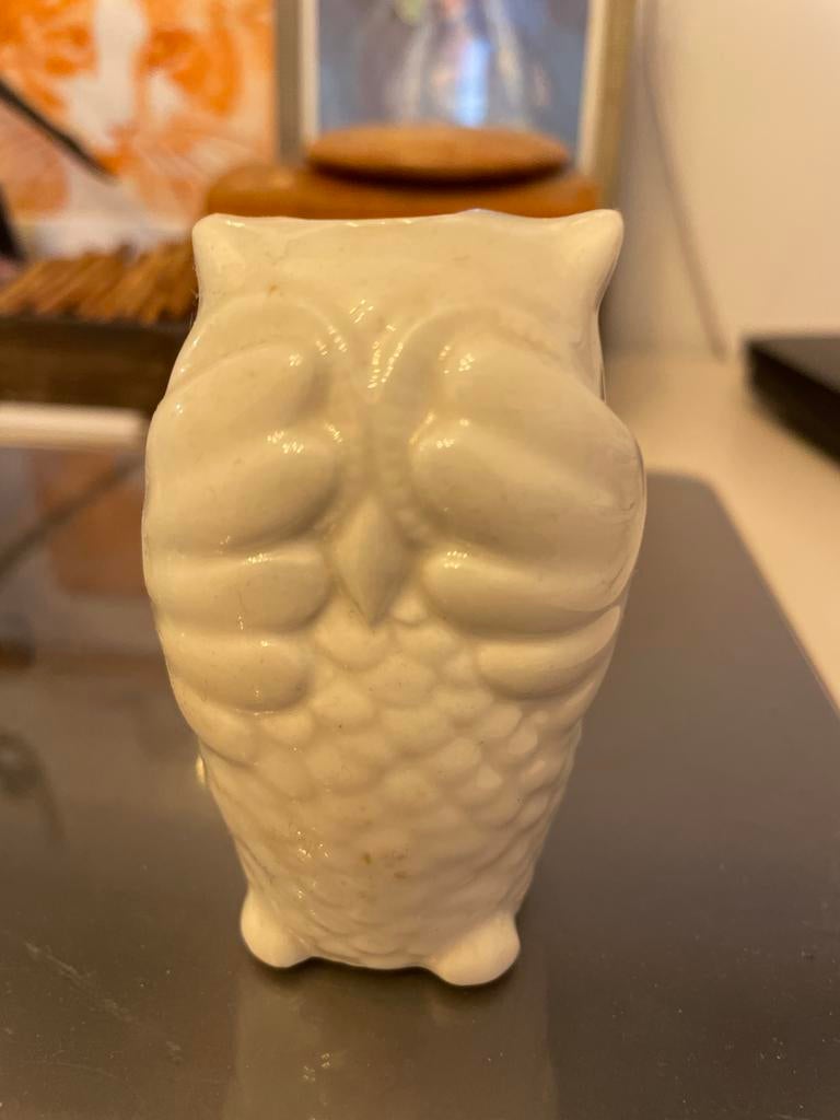 Schattige witte uil decoratie, keramiek, Ophalen of Verzenden