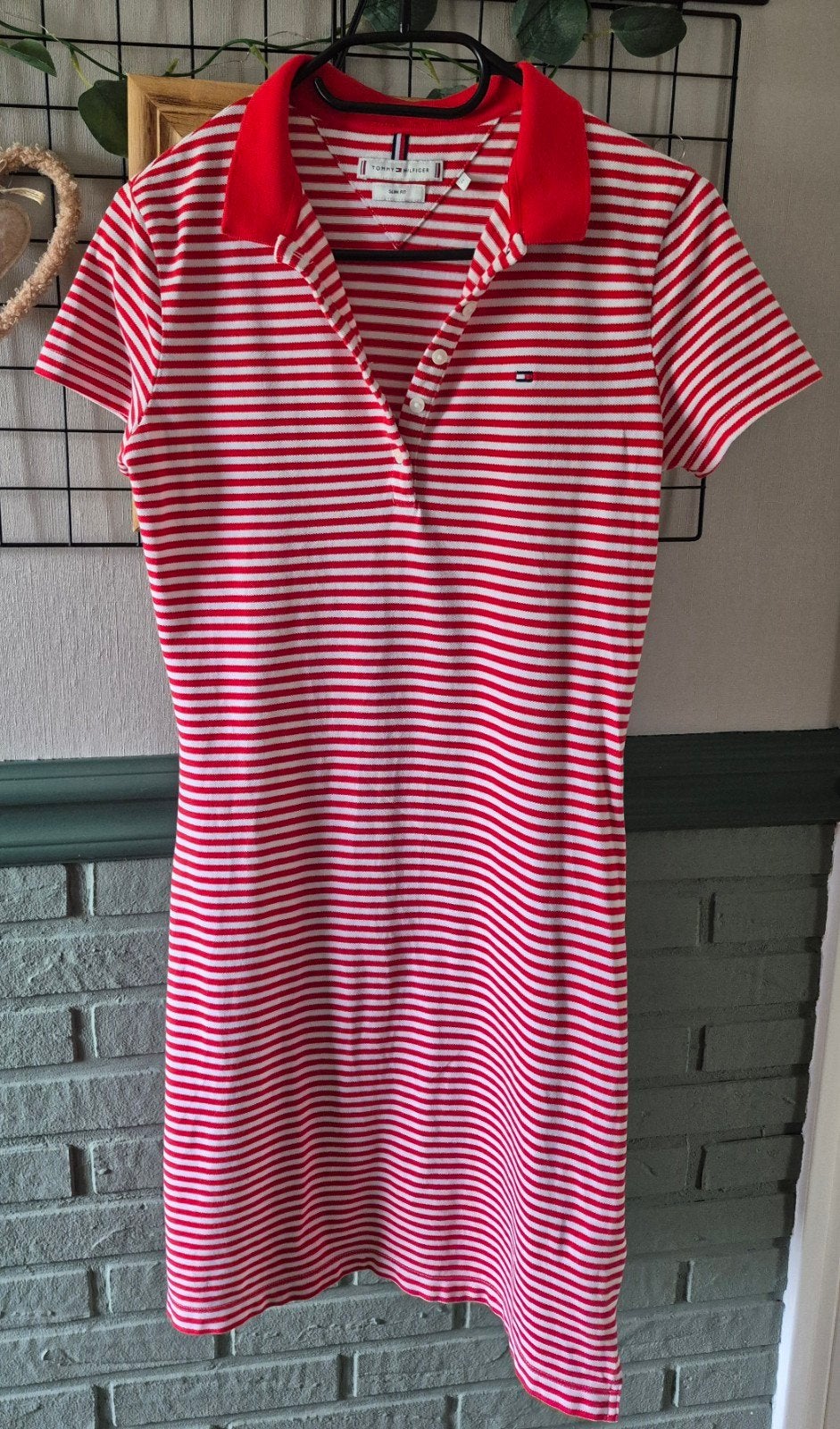 Tommy Hilfiger Polo Jurkje Maat M - Rood/Wit Gestreept, Maat 38/40 (M), Ophalen of Verzenden, Zo goed als nieuw, Boven de knie