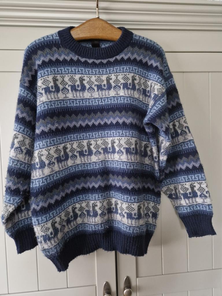 Noorse wollen trui maat L zgan, Maat 42/44 (L), Verzenden, Blauw, Onbekend