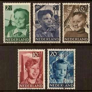 Nederland NVPH nr 573/7 gestempeld Kinderpostzegels 1951, Ophalen of Verzenden, Na 1940, Gestempeld