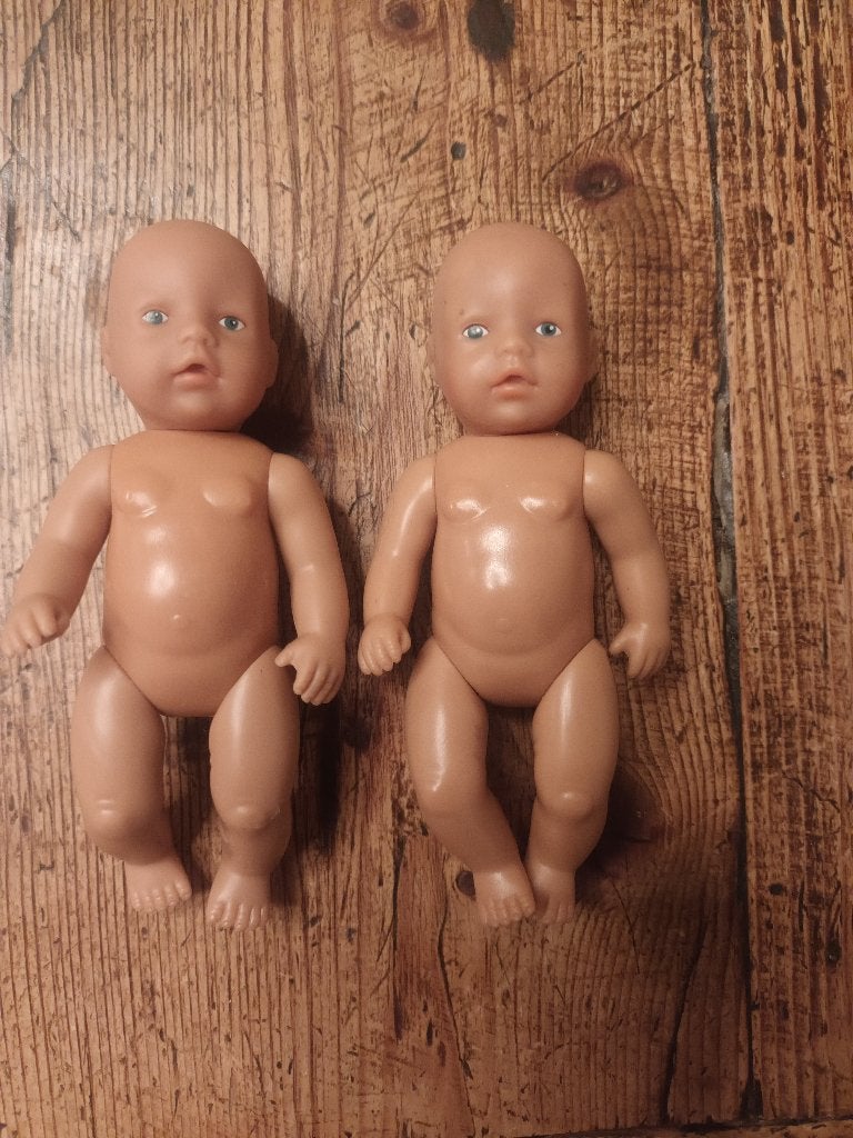 4x Zapf Creation popjes jongen/meisje/pyjama/gehaakt jurkje, Ophalen of Verzenden, Zo goed als nieuw, Babypop