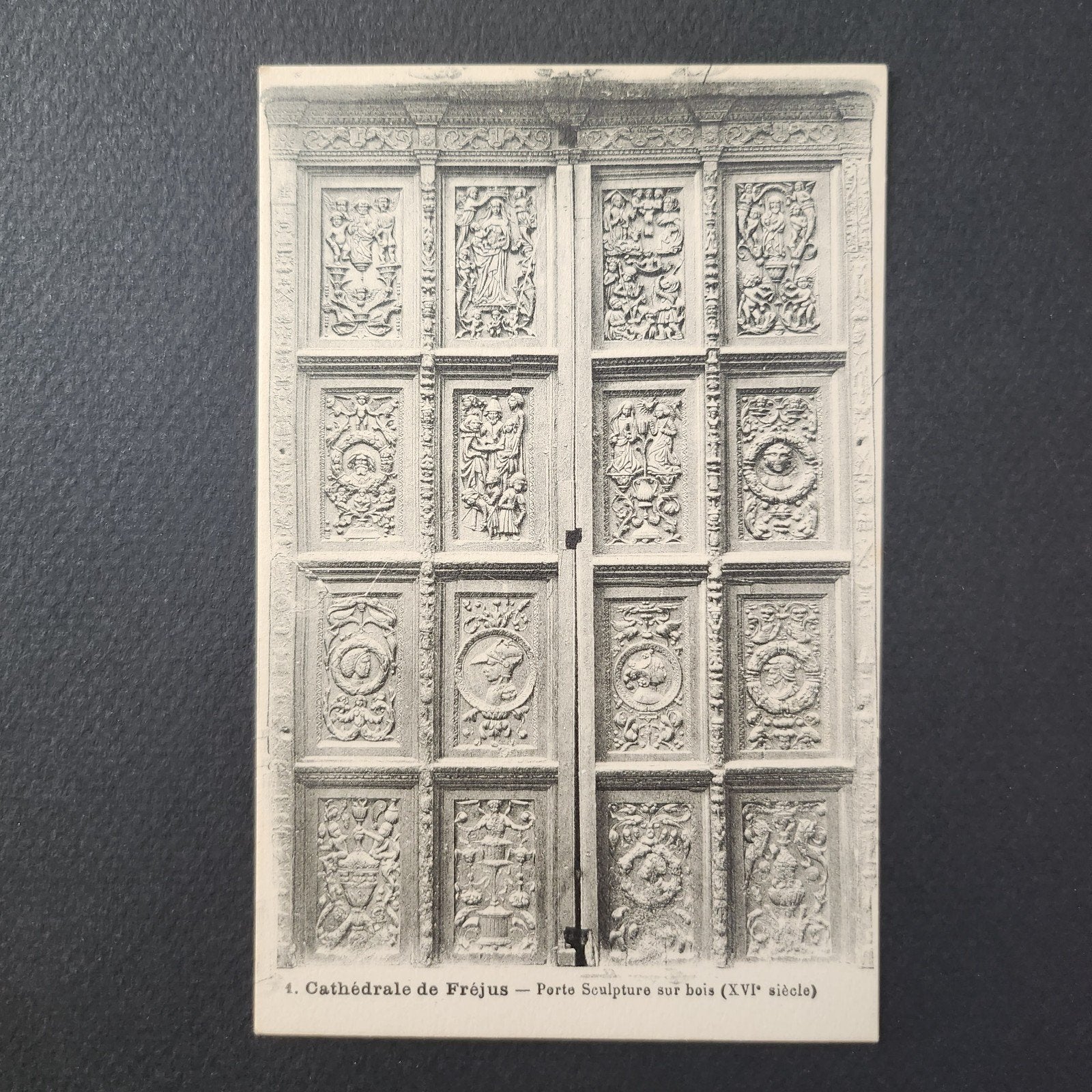 <1920 Kaart Fréjus Kathedraal Houten Deur Sculptuur, Verzenden, Voor 1920, Ongelopen, Overige thema's