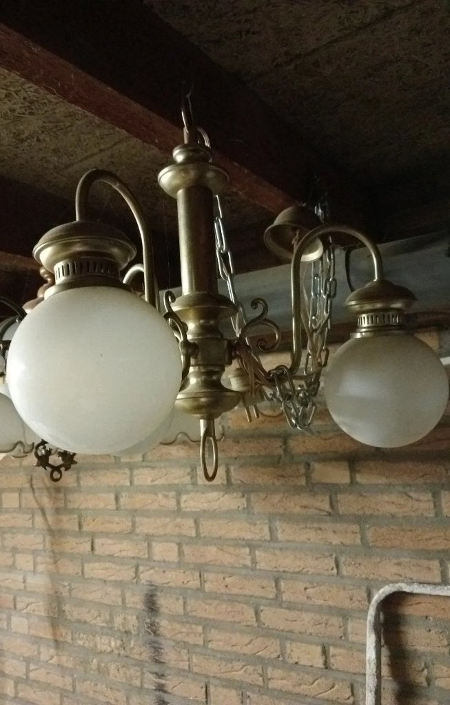antieke kamerlamp, Ophalen of Verzenden, Gebruikt, Glas, Minder dan 100 cm