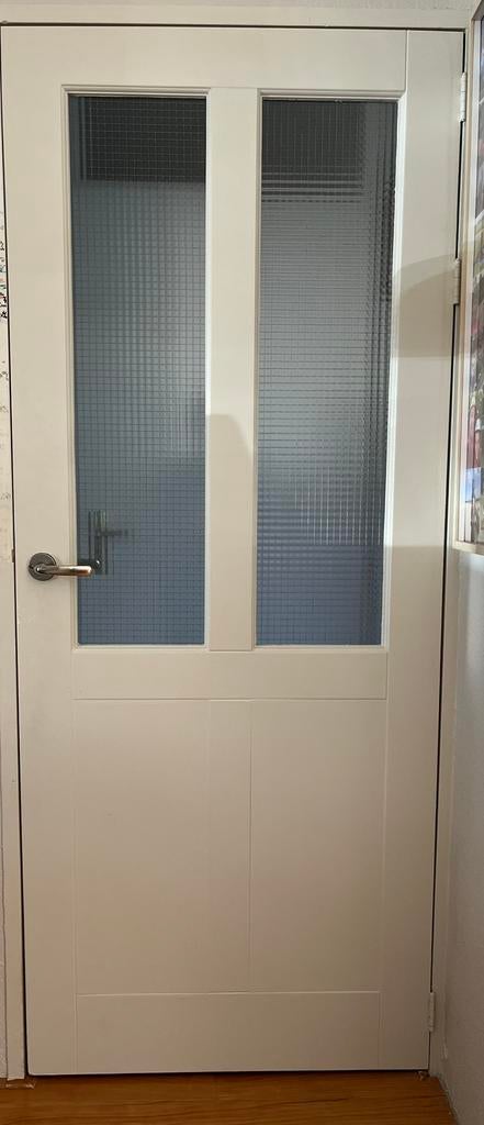 binnendeur met 2 ramen (veiligheidsglas), Ophalen, Gebruikt, 80 tot 100 cm, Binnendeur