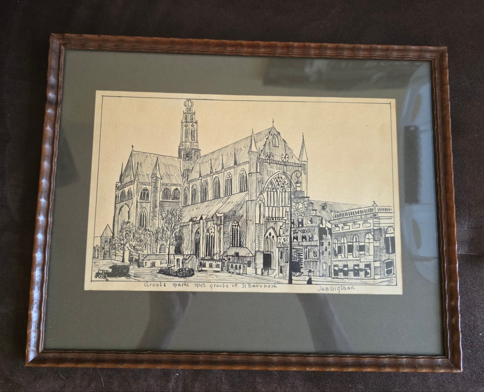 pentekening of prent van de Grote of Sint-Bavokerk Haarlem, Antiek en Kunst, Ophalen of Verzenden