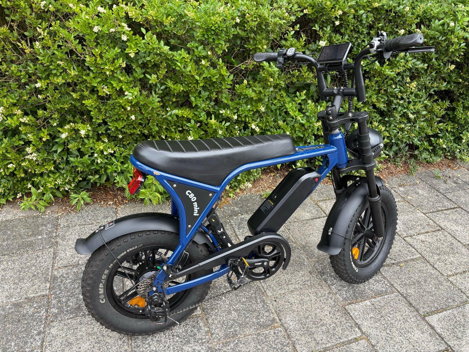 Stoere C80 Mini E-bike - Fatbike Stijl, Blauw, Fietsen en Brommers, Elektrische fietsen, Gebruikt, Minder dan 47 cm, 30 tot 50 km per accu